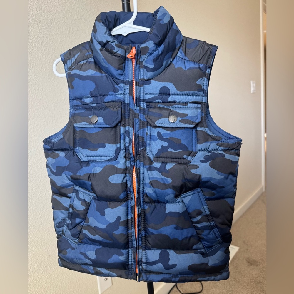 GAP Kids Blue Camouflage Puffer Vest